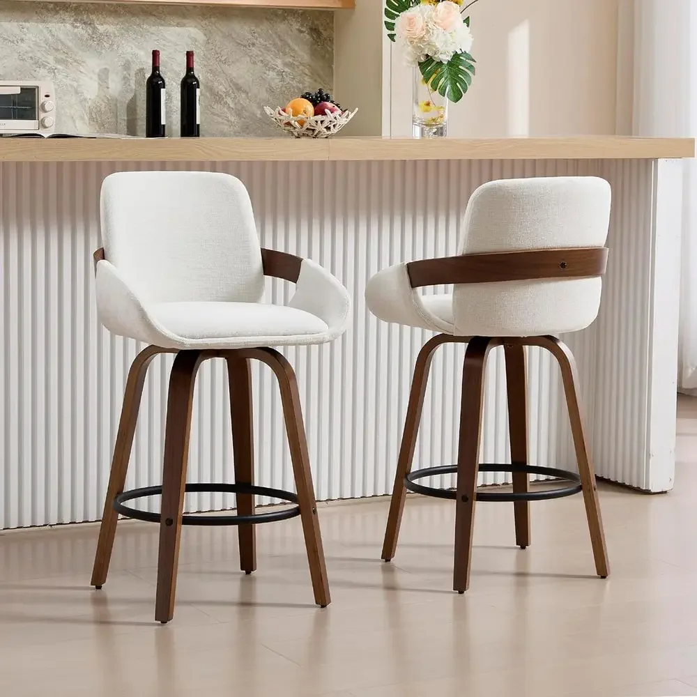 Home Bar Stools - Бежевые тканевые вращающиеся барные стулья с